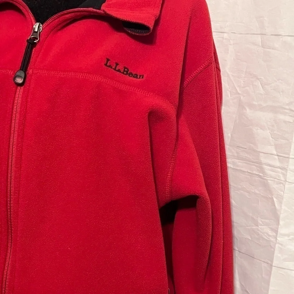 Men’s L.L. Bean Red Embroidered Fleece zip-up Jacket Polartec size large